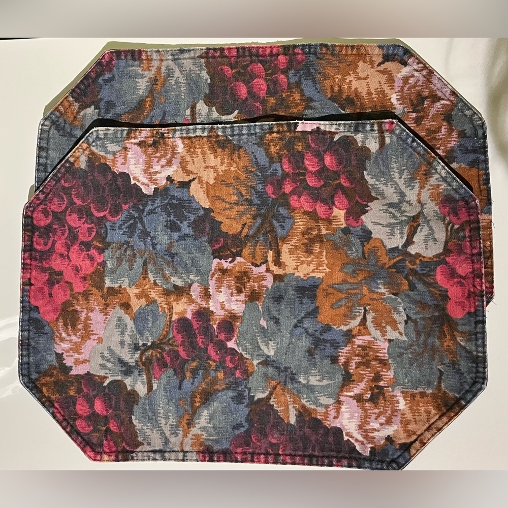 Vintage Floral Denim Dresser Mat Placemat Set of 2
